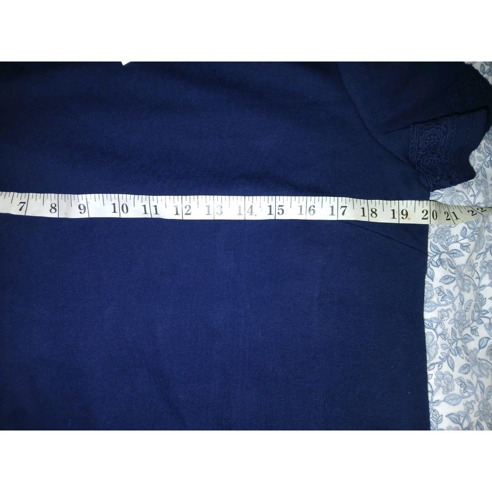 NWT Talbots Navy Blue Embroidered Short Sleeve Tee Shirt Dress Womens Size Large - Picture 7 of 8
